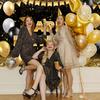 Black Gold Happy Birthday Backdrop Banner Glitter Black Gold Theme Photography Photo Prop Background Decor for Men Women Boys Girls Celebration