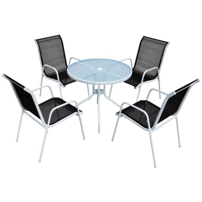 VidaXL Mobilier de salle à manger d'extérieur 5 pcs Acier Noir