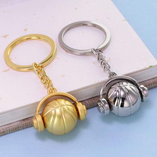 Basketball Headset Keychain Pendant Metal Sport-themed Keyring Portable Basketball Earphone Keychain Exclusive Gifts for Fans Accessories