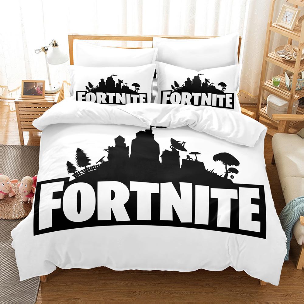 Cartoon Game Mini World Fortnite Quilt Set Three-Piece Digital Printing Three-Piece Set
