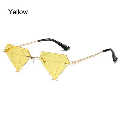 Festival Eyeglasses Rave Party Triangle Sunglasses for Women Rimless Sun Glasses Retro Shades Diamond Shaped
