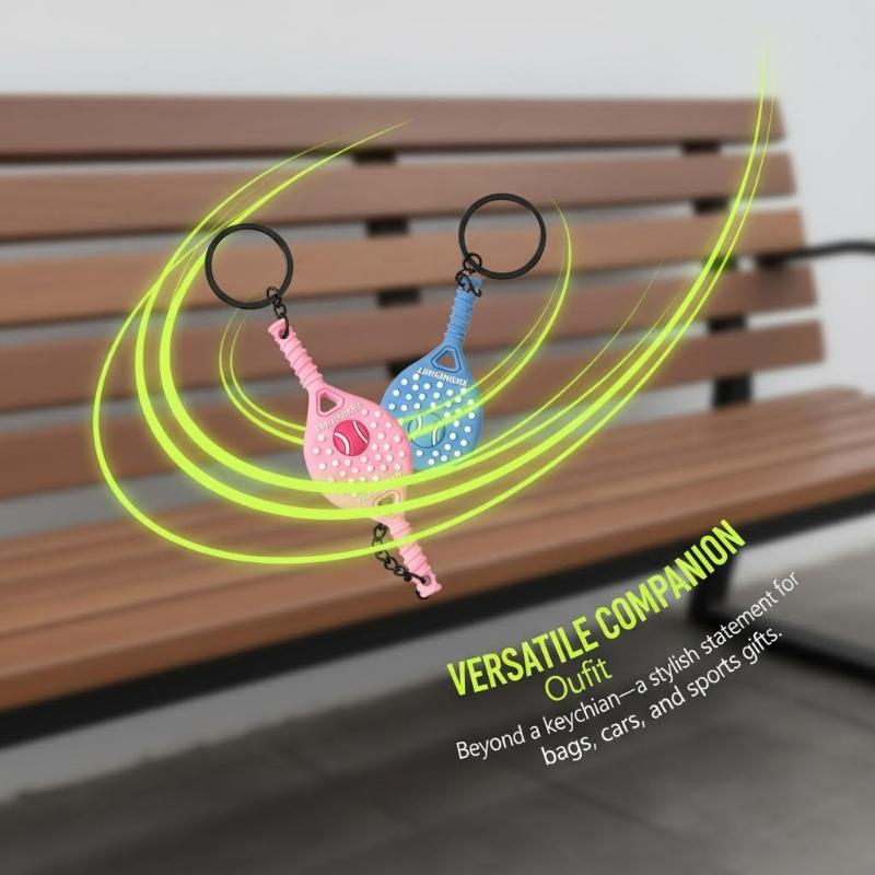 Tennis Keychain Creative PVC Soft Rubber Sports Key Chain Cute Tennis Racket Ball Keyring Fashion Bag Pendant Decoration Gifts