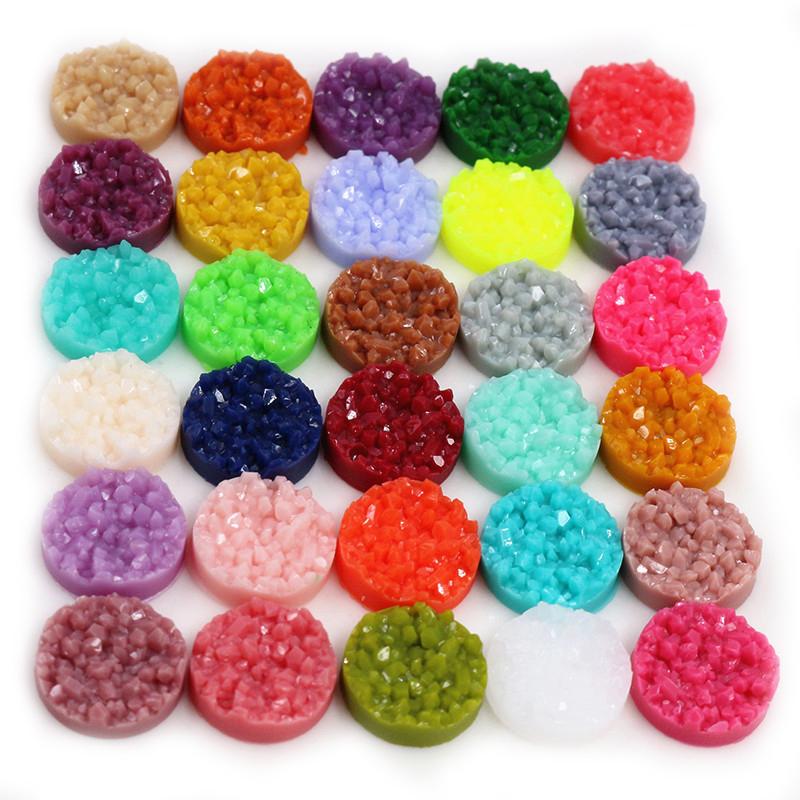 Neue, farbenfrohe 8/10/12 mm große, flache Naturharz-Cabochons (40 Stück) für Armbänder, Ohrringe und DIY-Schmuckherstellung
