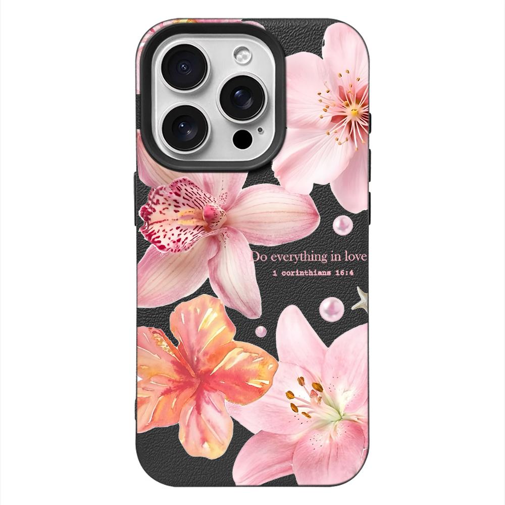 Pink Premium Flowers Phone Case For IPhone 17 Air 16 16E 15 14 13 12 11 Pro Max 16 15 14 Plus Phone Case Bumber Cover 16E 15 14