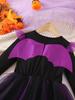 Vestido de Malha Preto e Roxo de Manga Longa com Asas para Meninas - Estilo Festa à Fantasia de Halloween