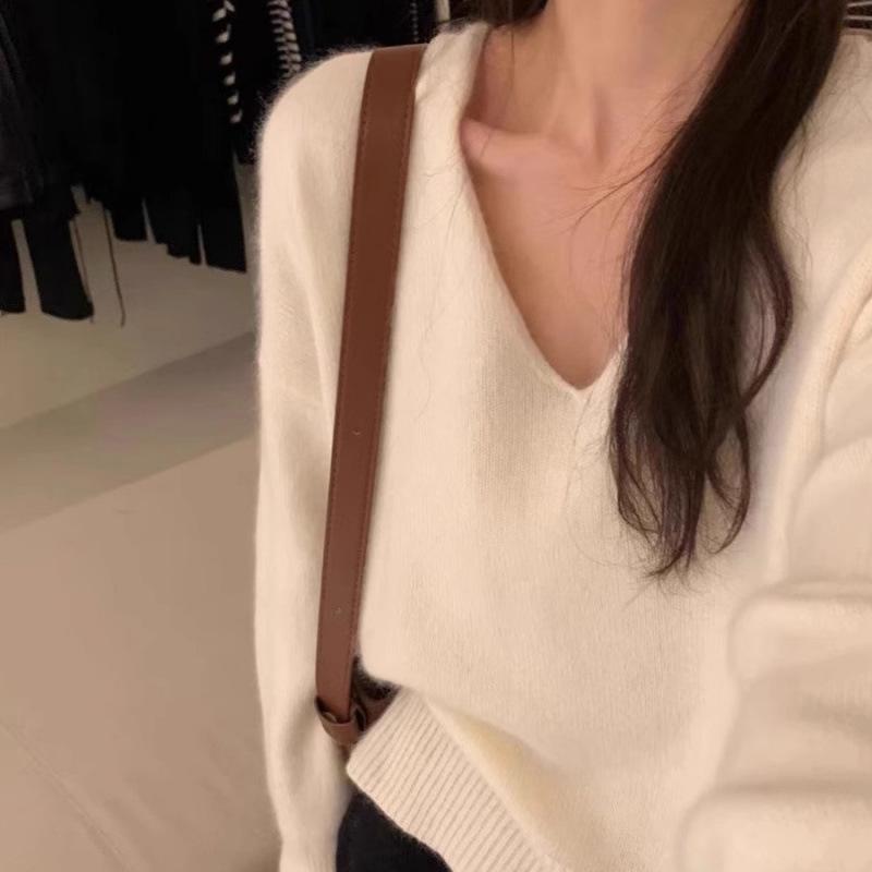 Koreanischer V-Ausschnitt Strickpullover - Lässig, Weich, Schichtweise Innenbekleidung
