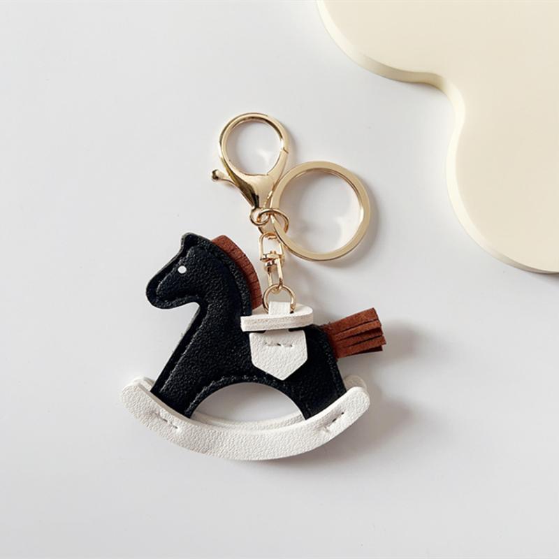 PU Leather Bag Charm Rocking Horse Pendant For Car Bag Hanging Ornament Keychain Decoration DIY Bag Accessories