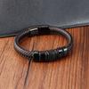 Fashion Handmade Men's Leather Bracelet Trendy Classic Charm Braided Wrap Stainless Steel Bracelets Punk Bangles