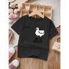 European Sizes Cute Cartoon Duck Print Round Neck Short Sleeve T-Shirt for Girls, New Summer Fashion Casual Top - Breathable Clothing
