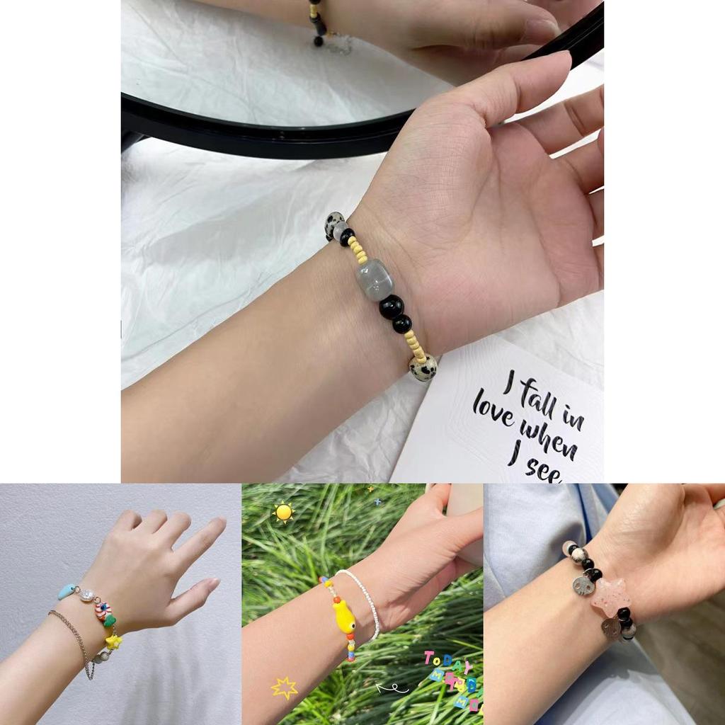Unique New Chinese Style Alloy Beaded Bracelet For Women With Geometric Charm