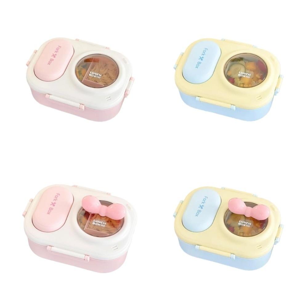 Cute Sealed Lunch Box with fork spoon Fresh Keeping Leak-proof 3 grids Lunch Box Bow Sweet Picnic Box Outdoor Activities