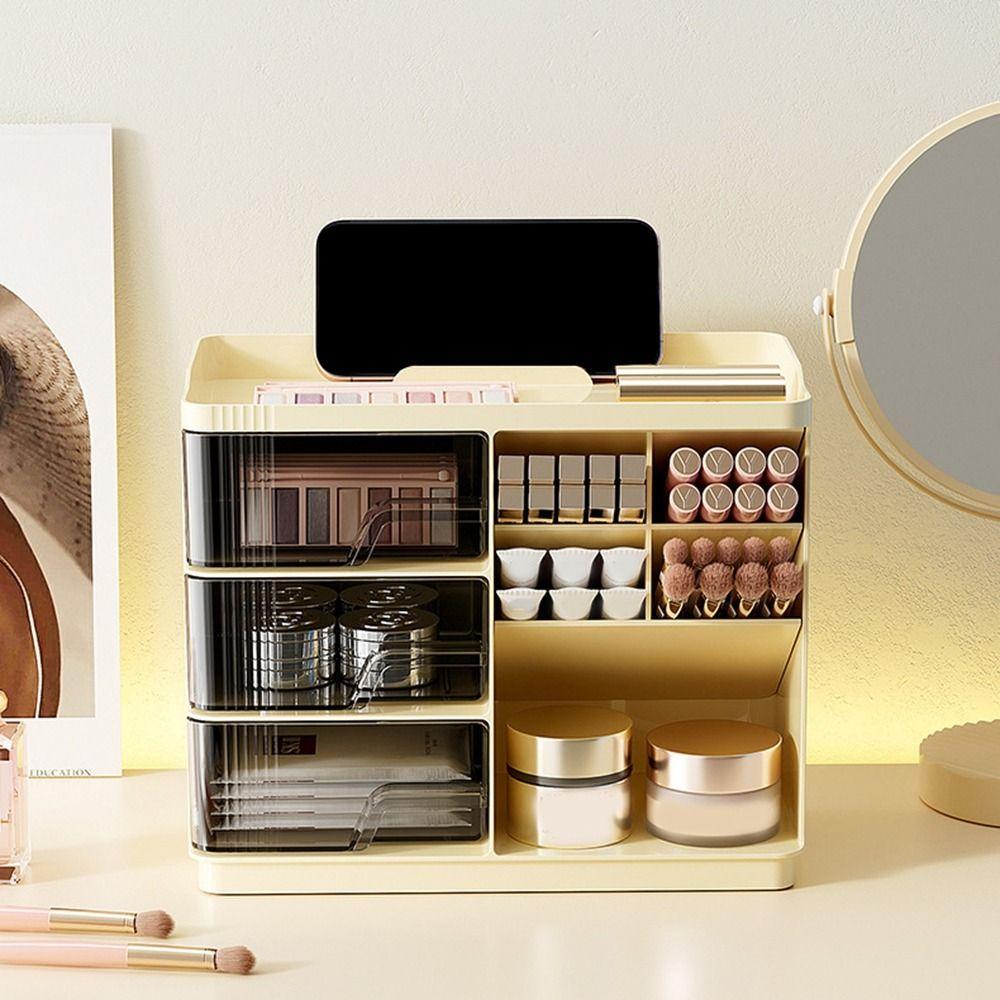 

Drawer Type Stationery Storage Box Plastic Makeup Organizer Desktop Storage Box Living Room кофейный
