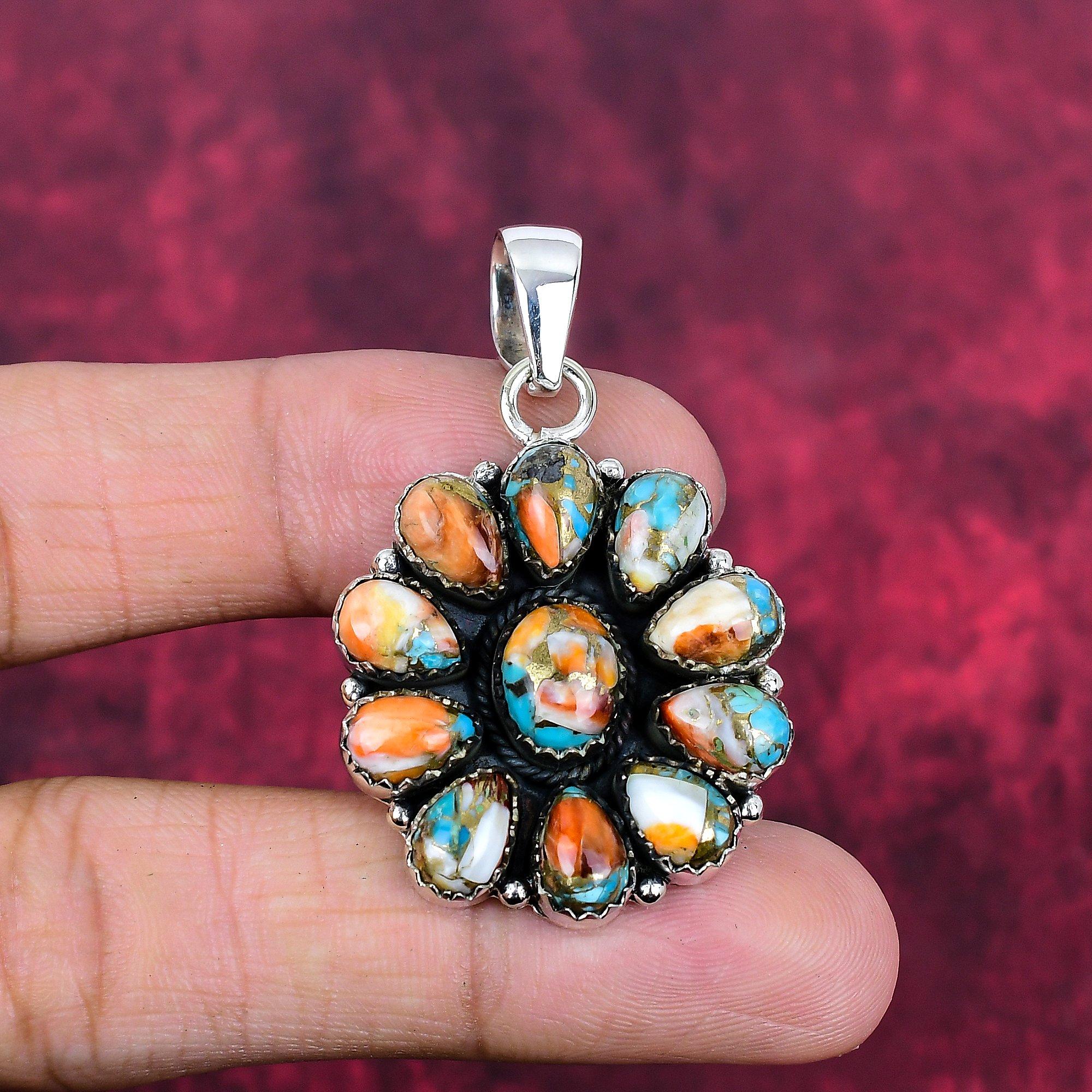 

Подвеска Orange Spiny Oyster, 925 пробы продано стерлингового серебра драгоценные камни ювелирные изделия, подвеска ручной работы потрясающие ювелирные изделия, подарок для нее 1.96 Inches