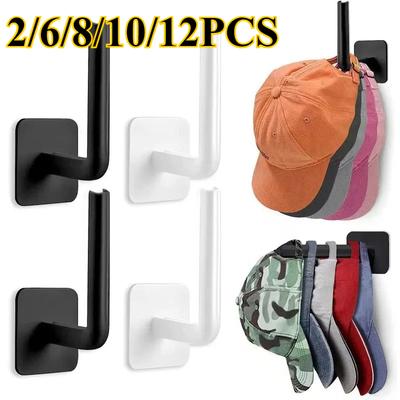 2/6/8/10/12Pcs Cap Holder Hat Rack for Baseball Caps Adhesive Hat Hooks for Wall Cap Hanger Storage No Drilling Hat Display Organizer