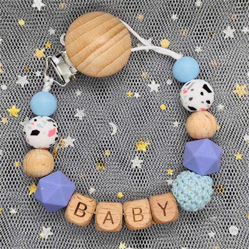 Handgefertigt Personalisierte Name Kaktus Schnullerclips Ketten Silikonperlen Personalisieren Säugling Chupetero Zahnung Personalisiert Geschenk