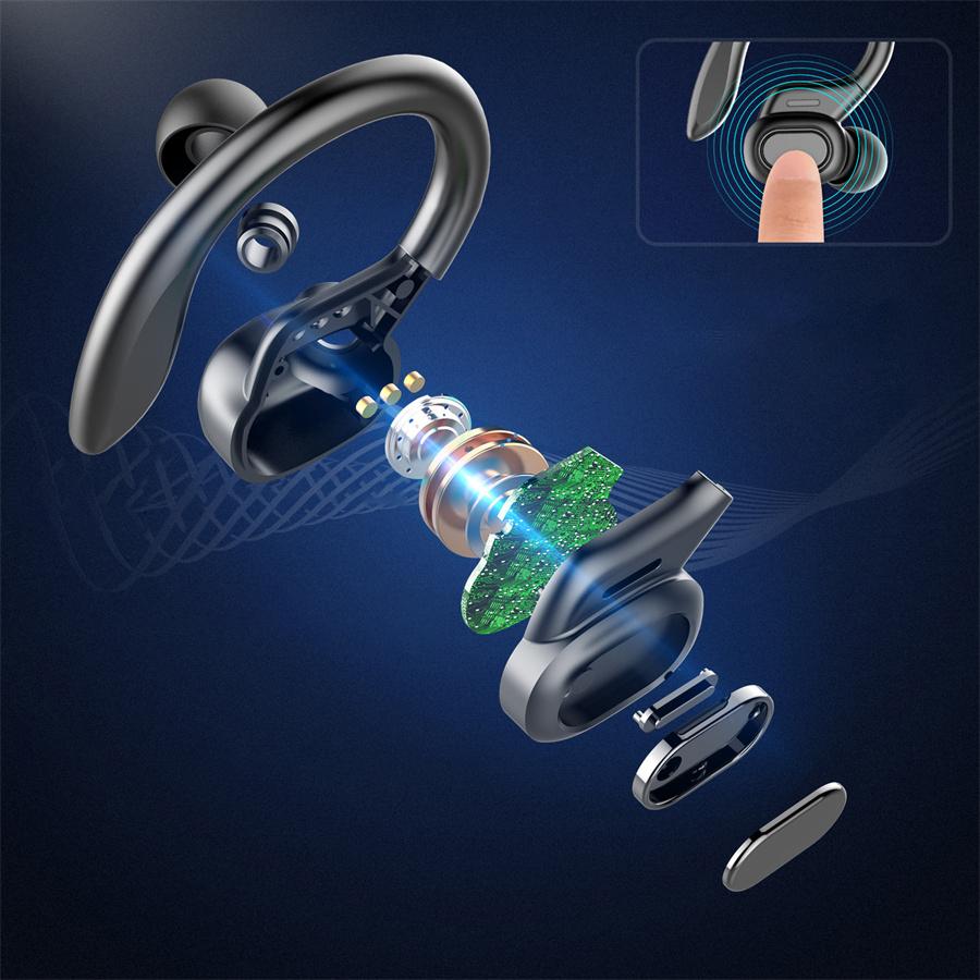 PAIR Bluetooth 5.0 Headset Wireless Earbuds Earphones Stereo Headphones Ear Hook