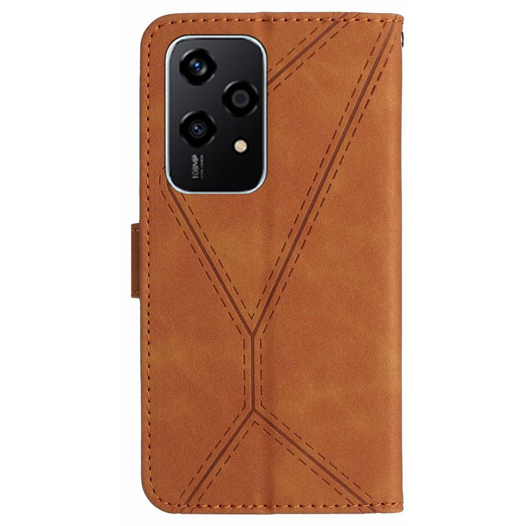 HT05 For Honor 200 Lite Case Lines Imprinted Leather Flip Magnetic Phone Cover