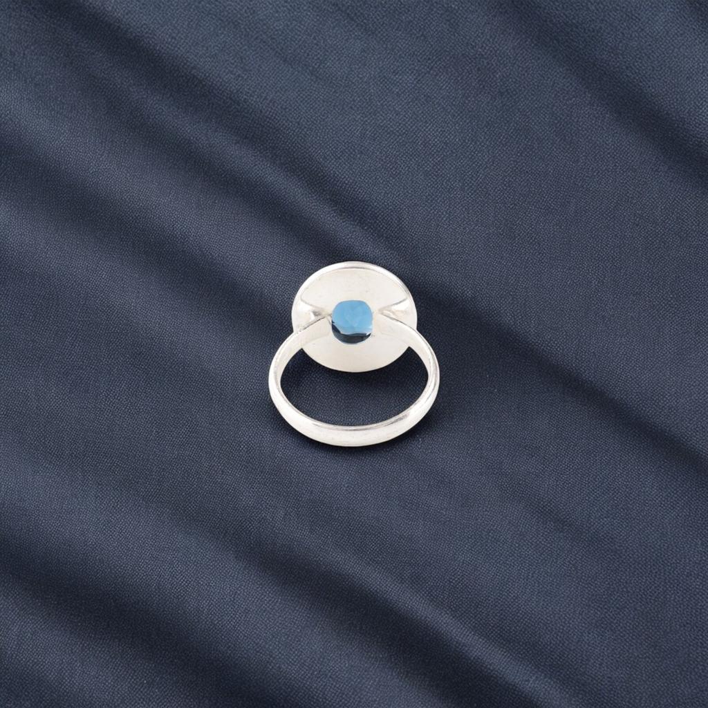 Dainty London Blue Topaz Gemstone 925 Sterling Silver Jewelry Handmade Boho Ring RR-62-13