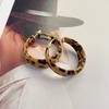 Fashion temperament Autumn and winter new PU leopard print earrings, high-end sense, fashionable personality C-shaped large earrings, ear jewelry