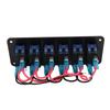 6 Gang Waterproof Toggle Switch Panel DC12V to 24V 3PIN Blue Background Light 30A Pre Wired for RV Yacht Car