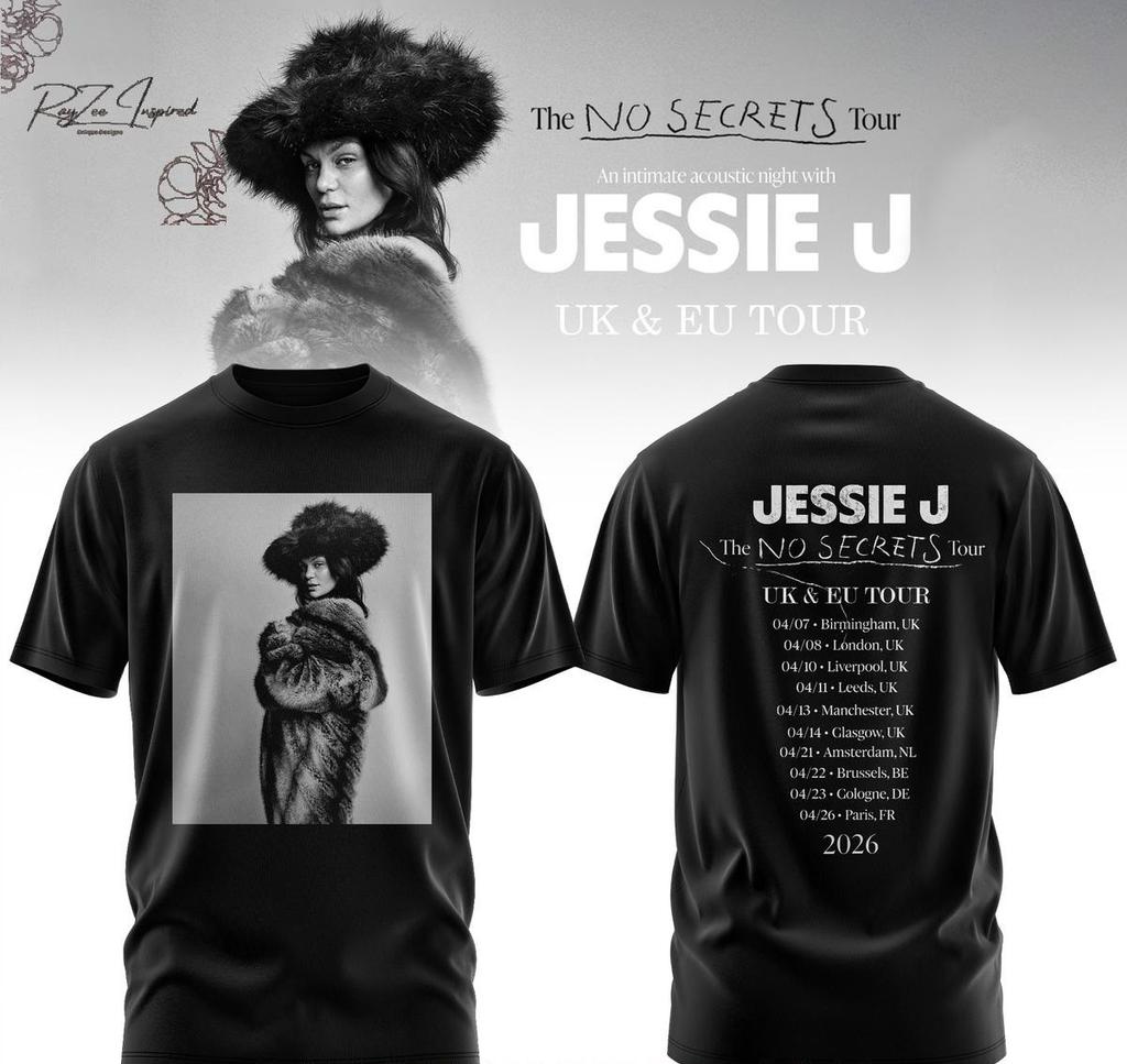 Jessie J 2 Sides The No Secrets Tour 2026 Shirt Black Unisex S-5XL EM1447
