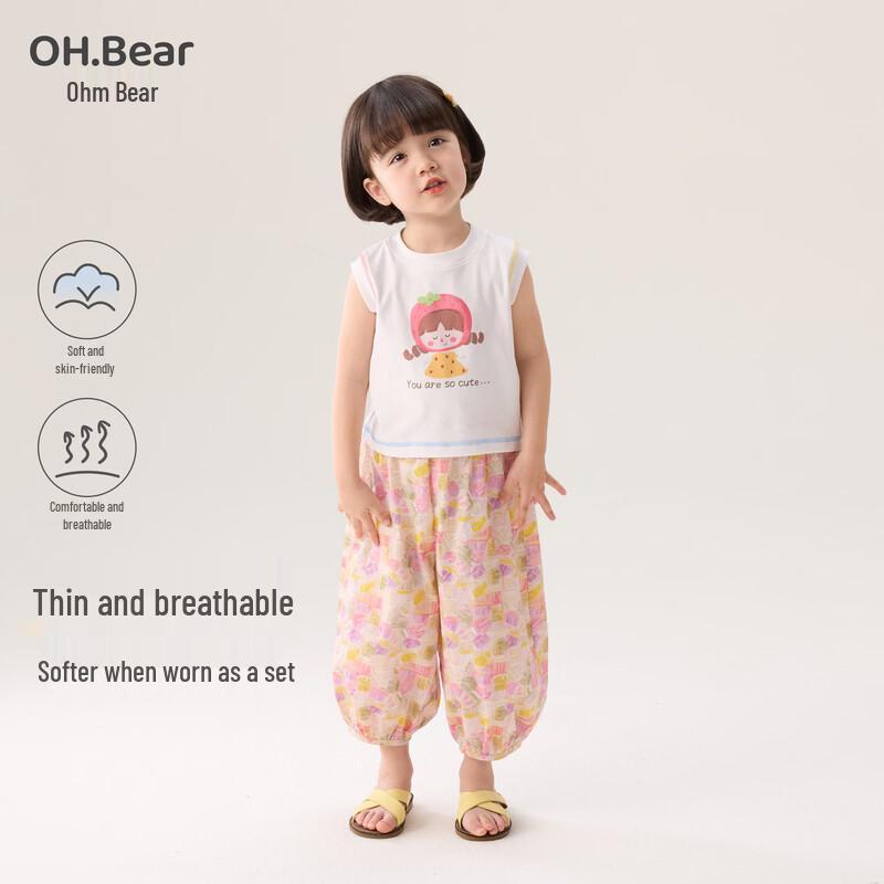 Om Bear Girls  Casual Summer Outfit Set 140