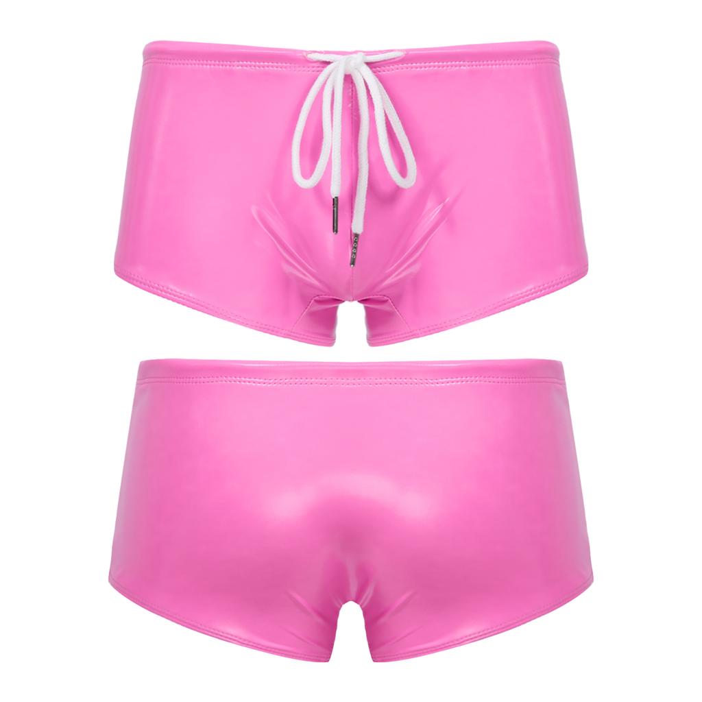 Pánské plavky Wet Look Lakovaná kůže Low Rise Boxerky se stahovací šňůrkou Plavky