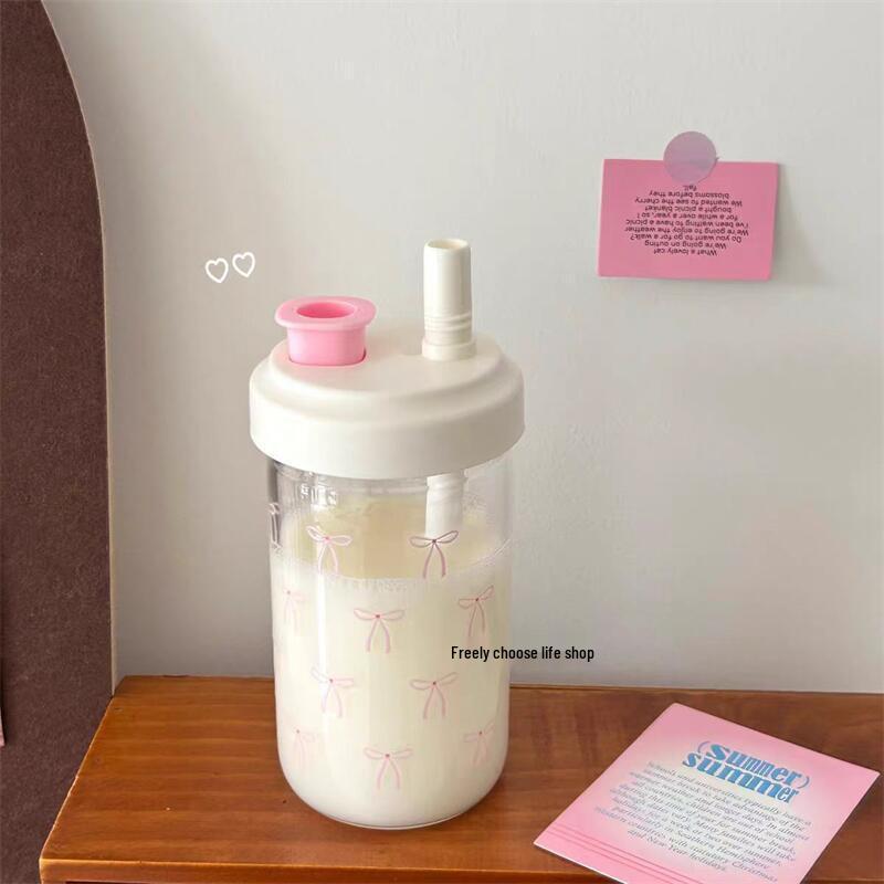 New Large-Capacity Portable Water Bottle with Straw - Stylish Design for Girls and Students, Durable Plastic Cup