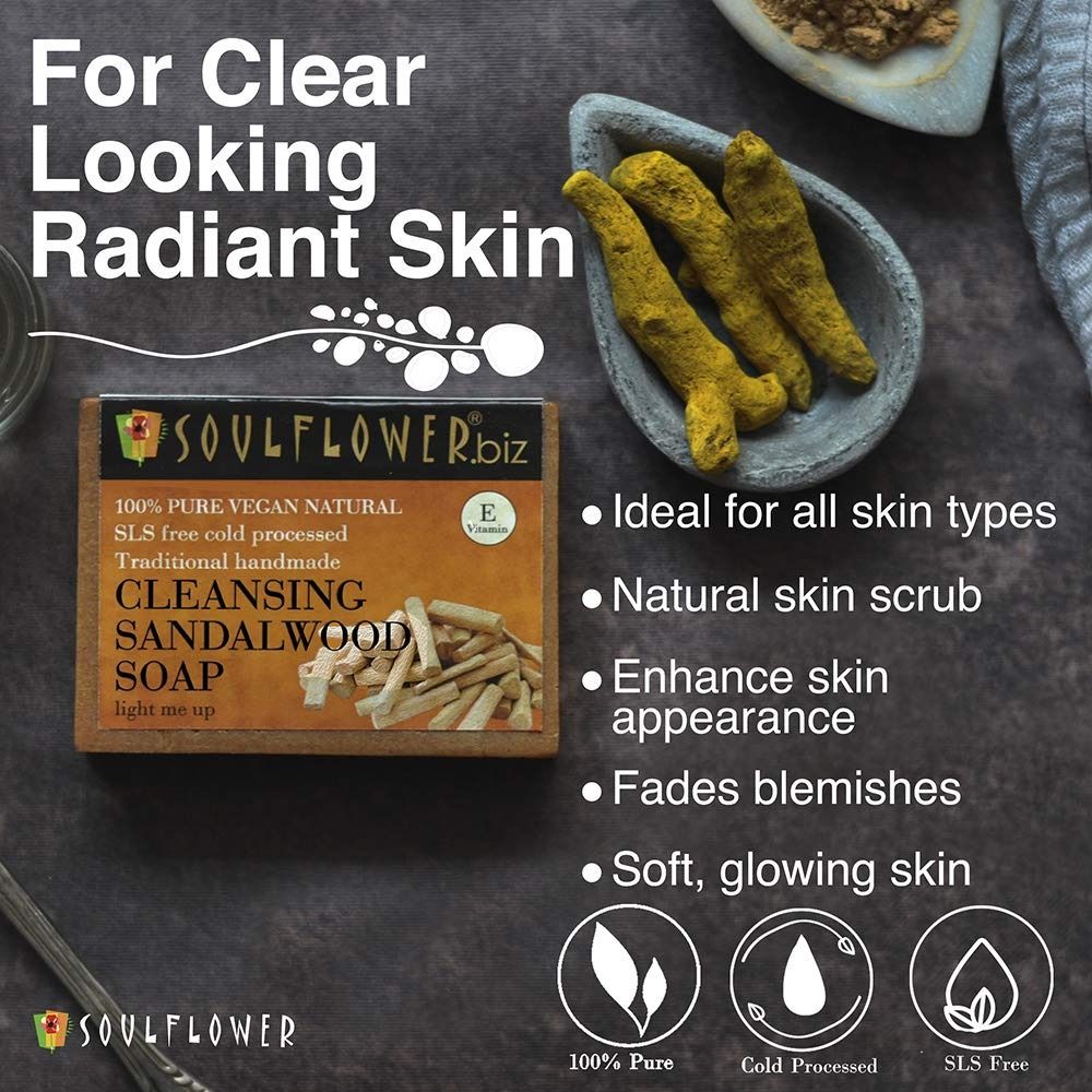 Handgemachte Seife mit Sandelholz (150 gr), Reinigende Sandelholzseife, Seelenblume