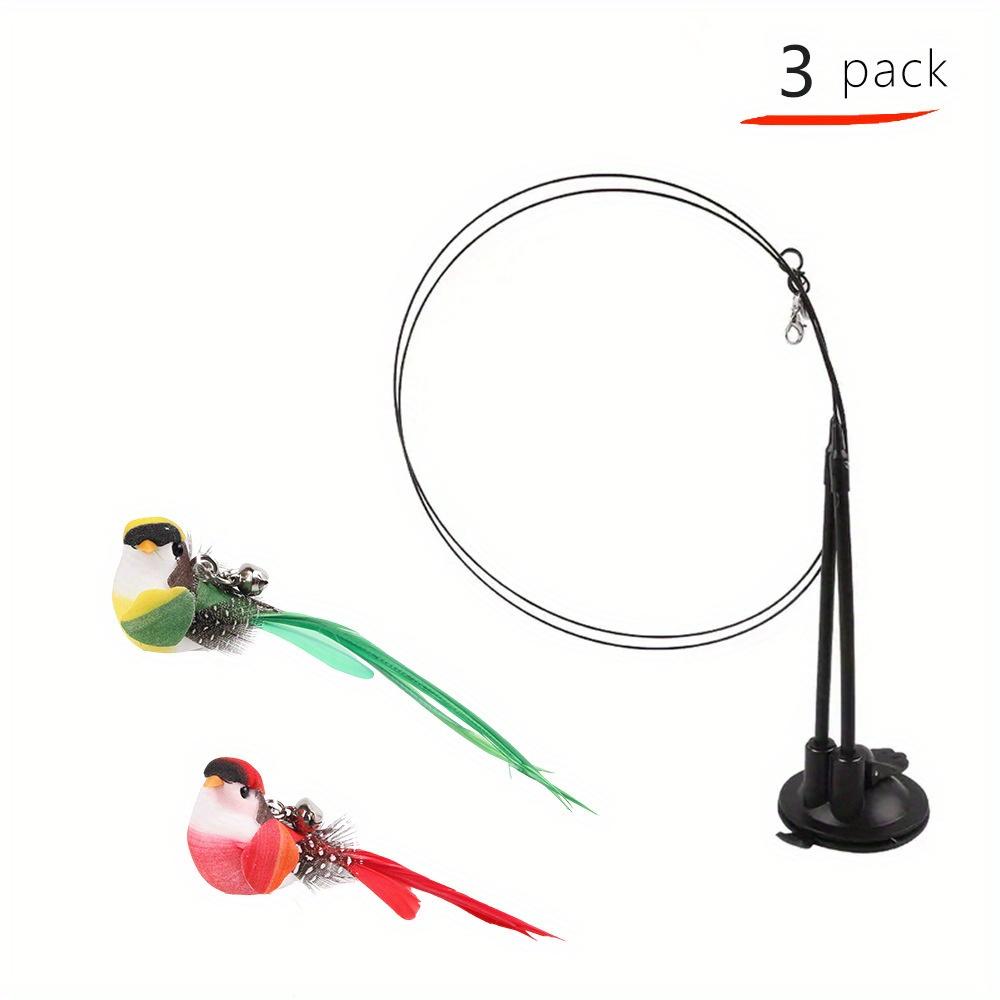 

Набор из 3 игрушек для кошек - имитация птички с нейлоновыми перьями, двухстержневая прочная присоска и колокольчик для интерактивной дрессировки и избавления от скуки 3pcs