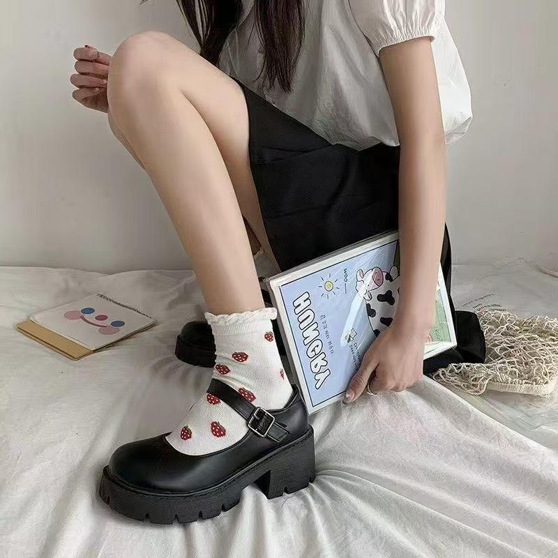 Coarse Heel Platform Single Shoes Small Leather Shoes Women's Fashion High Heel Lolit Shoes New Shoes Retro Mary Jane Shoes
