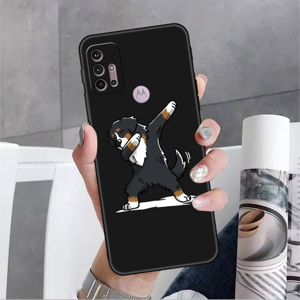 Dog Cute Animal Soft Case For Motorola G60 G30 Edge 20 30 G22 G9 Play G52 G8 G9 Power G50 One Fusion Black Phone Coque