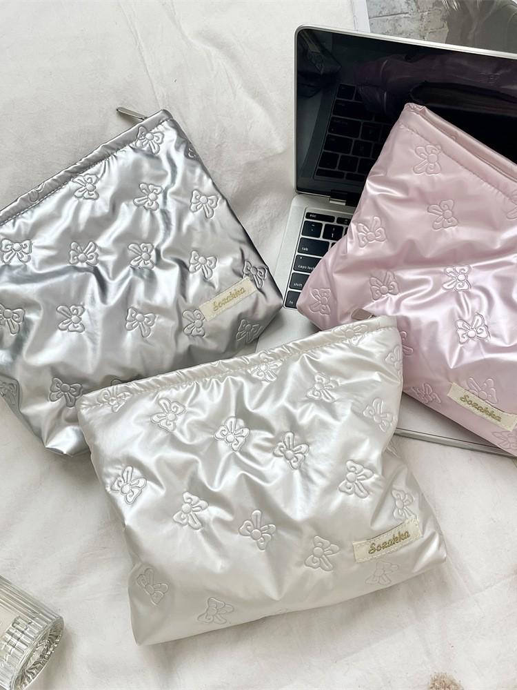 Gesteppte Herz-Handtasche im koreanischen Stil: Multifunktionales Make-up-, Hautpflege- & Münzportemonnaie