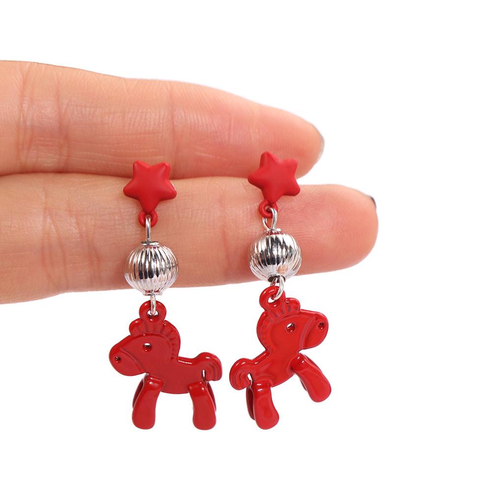 Fashion Jewelry New Year Horse Earrings Cartoon Horse Horse Drop Earrings  Party