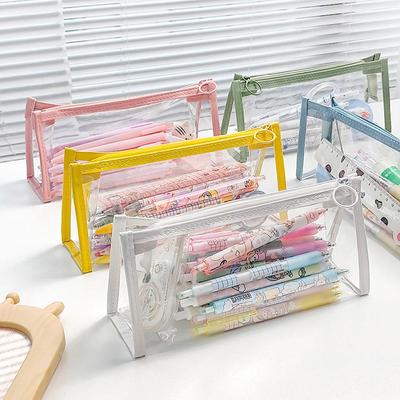 Farbe Transparent Lagerung Tasche Einfache Ins Girly Herz Make-Up Tasche Hochwertige Desktop Lagerung Schreibwaren Tasche Stift Tasche