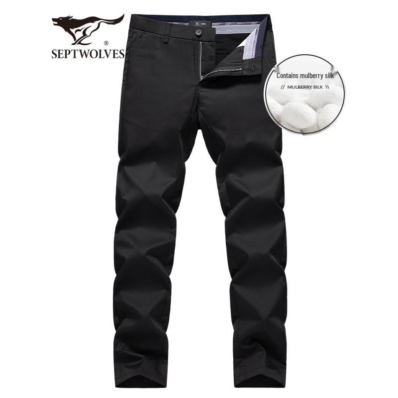 Septwolves Men s Summer Silk Blend Business Casual Straight Pants 33