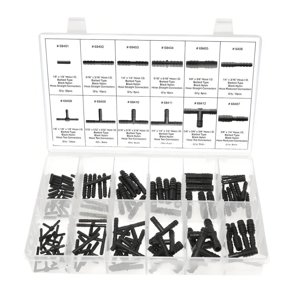 113pcs Car Hose Connector Assortment Reducer Set Plastic Straight T Piece Connectors For Cooling Systems Fuel Systems Mass Air Flow 3
