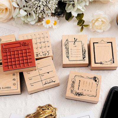 High Quality Retro Calendar Stamp Seal Wooden Reusable Monthly Calendar Seal Portable DIY Decorative Printing Stamp Seal