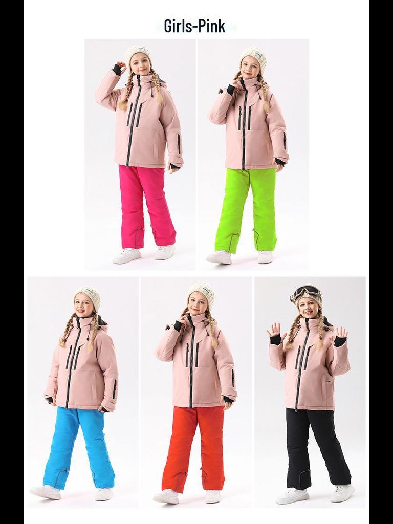 2023 Winter Children's Waterproof Ski Suit - Unisex Hooded, Breathable, and Insulated Jacket