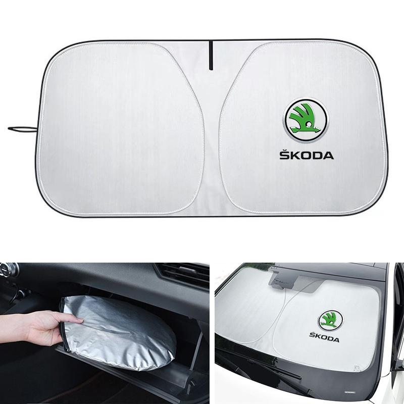 2025 Neues Auto Faltbare Windschutzscheiben-Sonnenschutzabdeckung Sonnenschutzfenster-Schutz für Skoda Octavia Fabia Rapid Superb Kodiaq Scala Karoq Zubehör