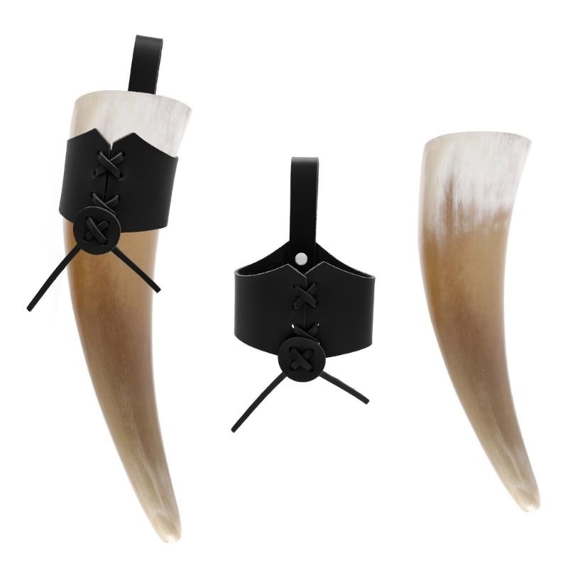 Historical Role Playing Horn Shield Medieval Style PU Leather Cover Ancient Costume Accessory Lightweight Role playing