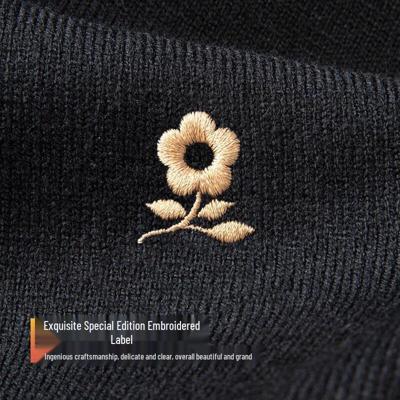 MONTAGUT Men's Wool Blend Embroidered Long Sleeve Polo Shirt