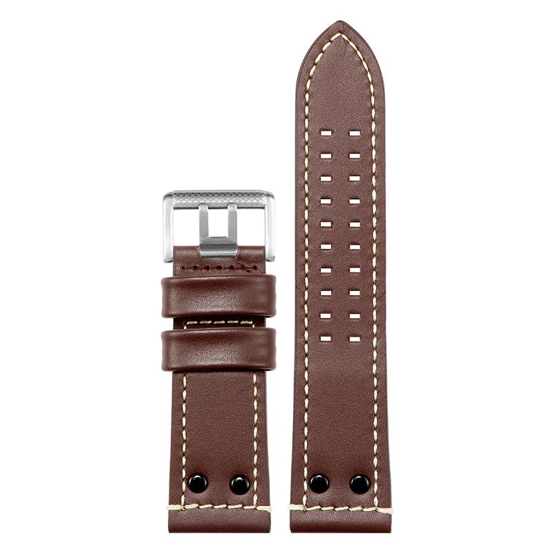 Para Luminox 1879 1920 1921 1925 1927 Pulseira de couro para relógio 26mm pulseira de pulso masculina pulseira de relógio militar acessórios Com rebite