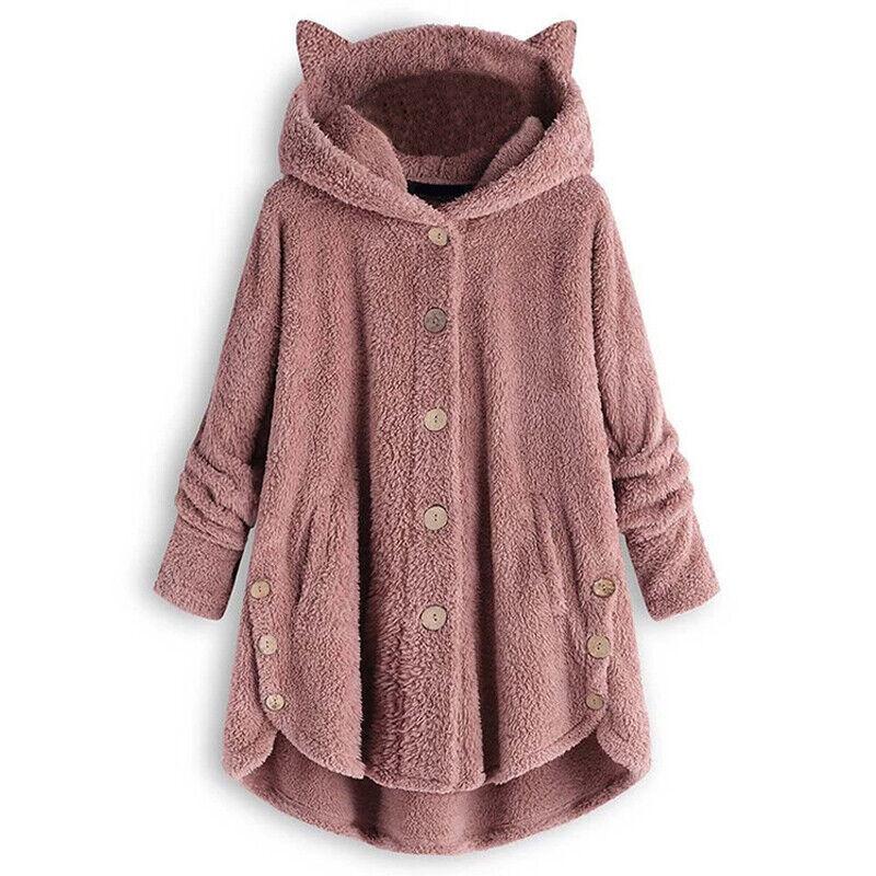 Cozy Cat Ear Women's Winter Warm Fleece Hoodie Hooded Coat For Casual Comfort