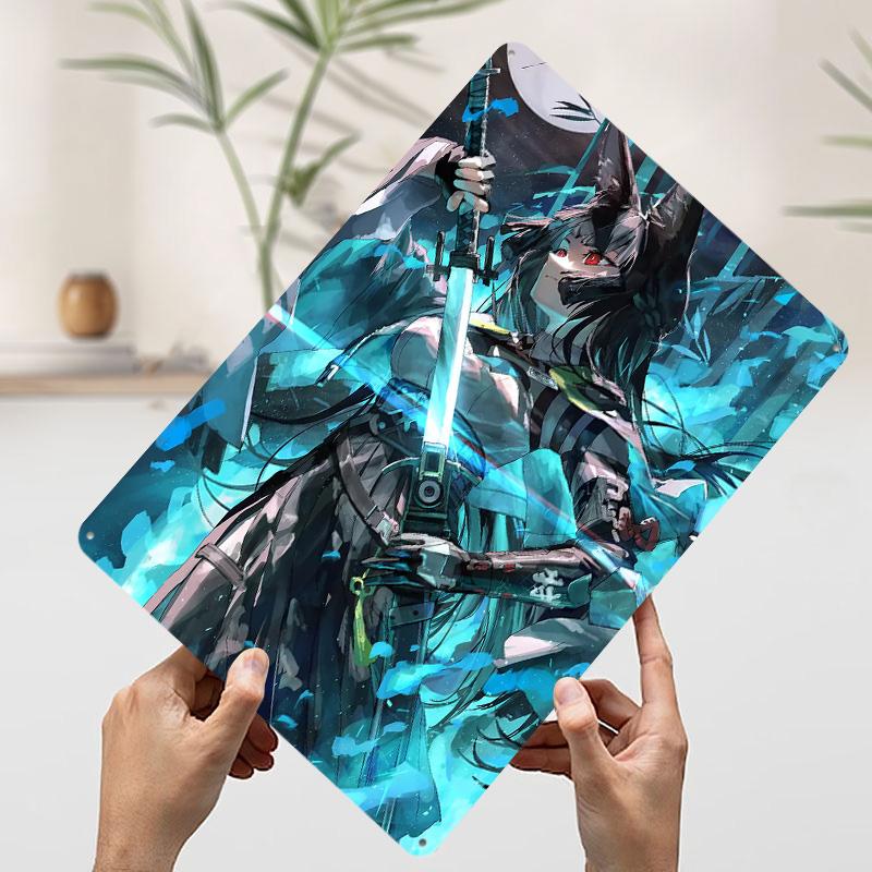 

Girl With Sword Tin Plaque Poster Customized Wall Art Retro Vintage Metal Signs for Man Cave Aesthetic Room Decor Men Coffee Bar 20x30cm（7.8x11.8inch）