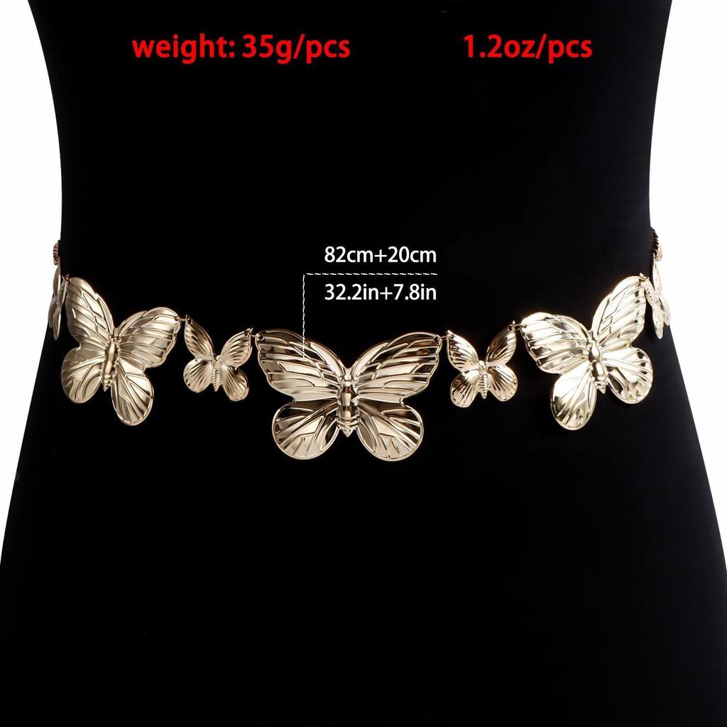 Women's Simple Metal Butterfly Pendant Waist Chain, Belt Summer Butterfly Body Chain, Trendy Link Belly Chain Belt Bikini Waist Body Jewelry