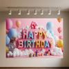 Colourful Happy Birthday Theme Backdrop Supplies 3D Ballon Background Banner Kids Birthday Party Decorations Photo Shoot Props