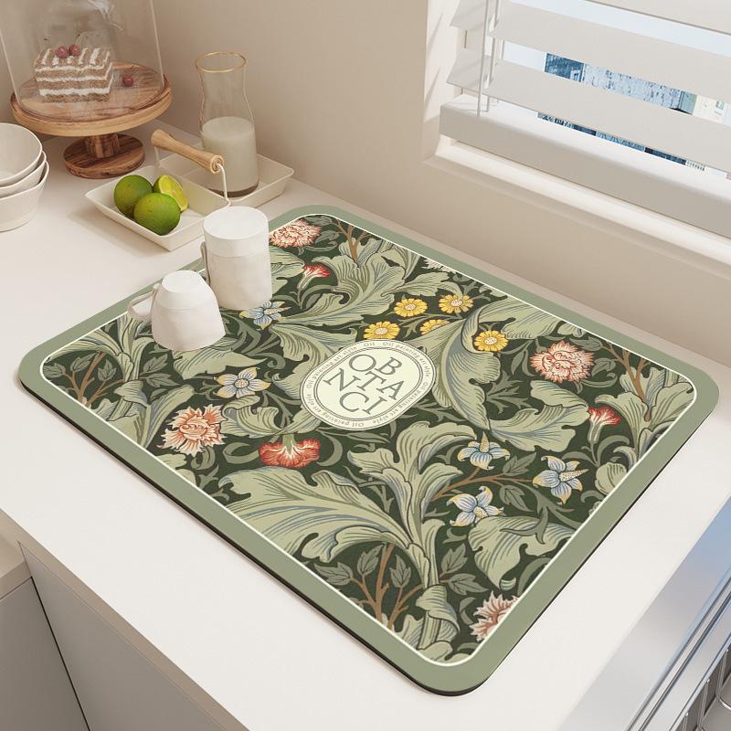 Kitchen Countertop Draining Mat Diatomaceous Earth Water Absorption Foot Mat Bathroom Non-Slip Floor Mat Rubber Soft Mat
