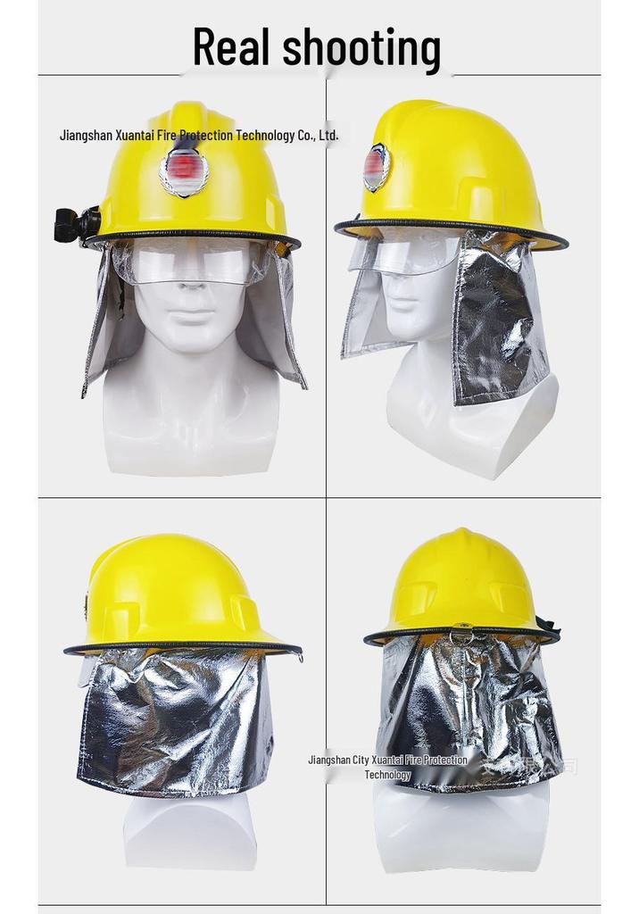 Firefighting and Rescue Protective Helmet with Aluminum Foil Shawl, Flame Retardant and Anti-Collision.