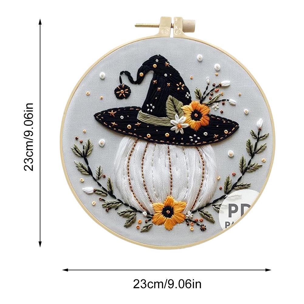 Halloween Embroidery Starter Kit Ghost & Gothic Stamped Pattern Cross Stitch DIY Christmas Decoration Embroidery Kit for Adults
